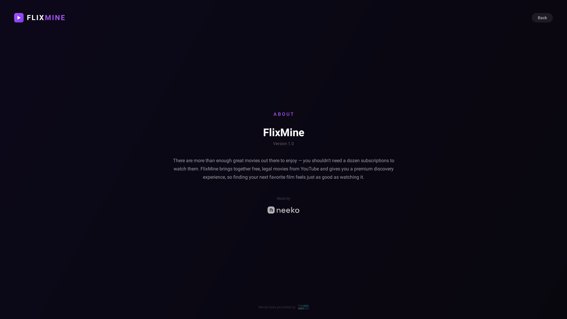 FlixMine about screen