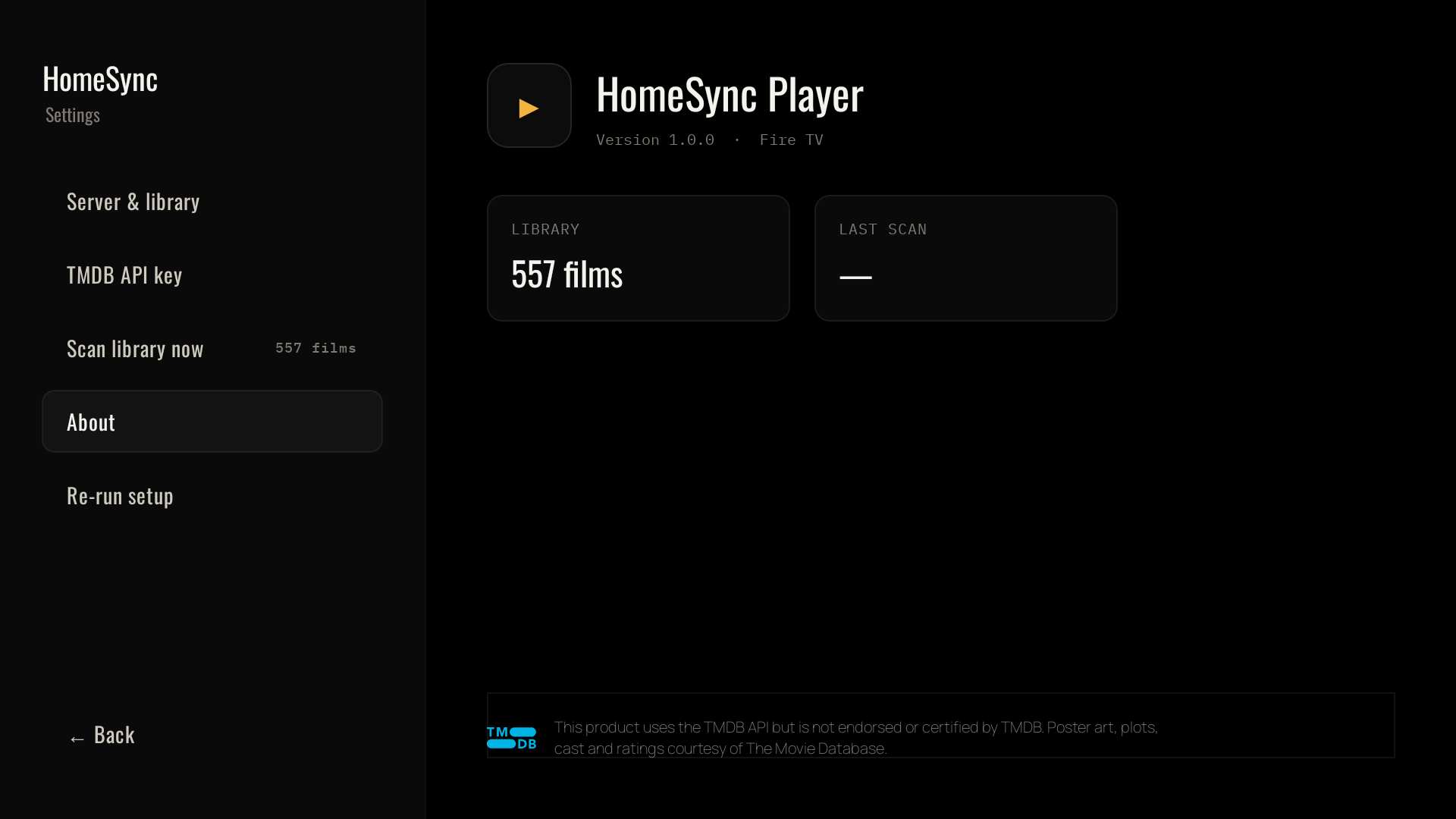 HomeSync settings
