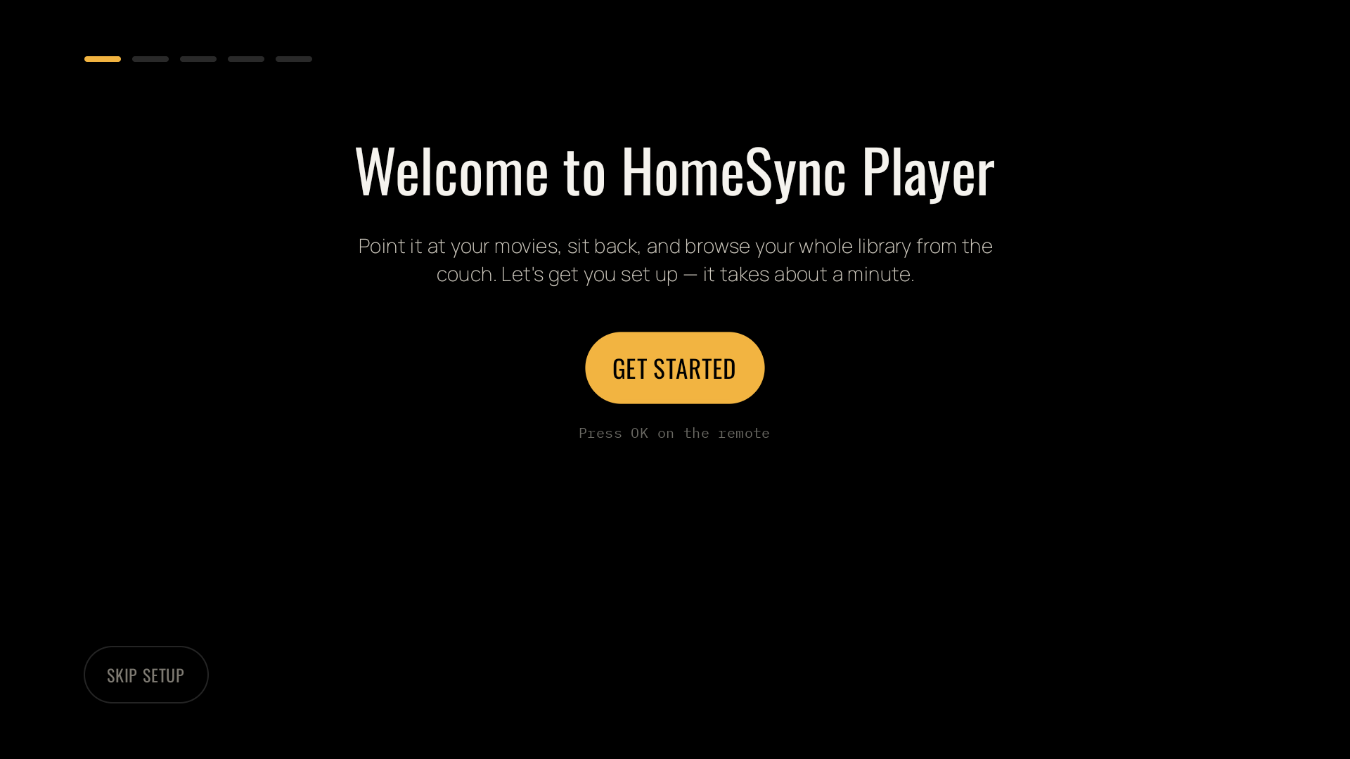 HomeSync setup wizard